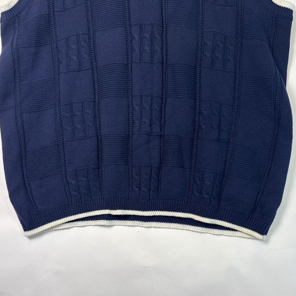 Vintage Y2K FUBU Navy Blue Cable Knit V-Neck Sweater Vest XXL 90s Streetwear - Picture 5 of 10